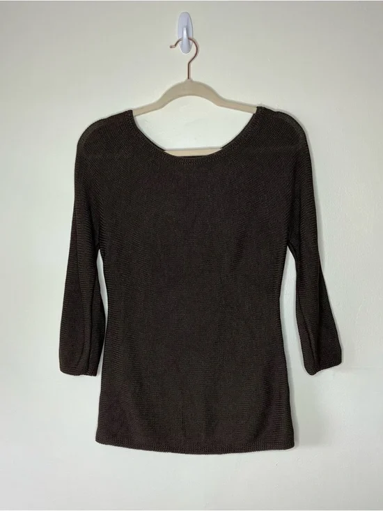 Ann Taylor brown textured viscose knit top S - Picture 1 of 5